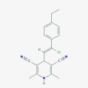 molecular formula C19H18ClN3 B396746 4-[2-Chloro-2-(4-ethylphenyl)vinyl]-2,6-dimethyl-1,4-dihydro-3,5-pyridinedicarbonitrile 