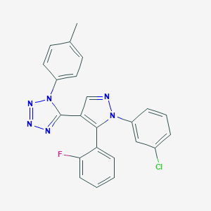 molecular formula C23H16ClFN6 B396748 5-[1-(3-chlorophenyl)-5-(2-fluorophenyl)-1H-pyrazol-4-yl]-1-(4-methylphenyl)-1H-tetraazole 