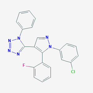 molecular formula C22H14ClFN6 B396751 5-[1-(3-chlorophenyl)-5-(2-fluorophenyl)-1H-pyrazol-4-yl]-1-phenyl-1H-tetraazole 
