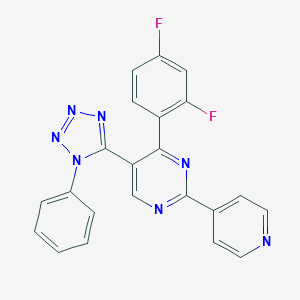 molecular formula C22H13F2N7 B396753 4-(2,4-difluorophenyl)-5-(1-phenyl-1H-tetraazol-5-yl)-2-(4-pyridinyl)pyrimidine 