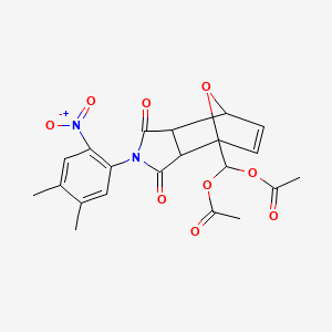 [4-(4,5-dimethyl-2-nitrophenyl)-3,5-dioxo-10-oxa-4-azatricyclo[5.2.1.0~2,6~]dec-8-en-1-yl]methylene diacetate