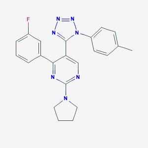 molecular formula C22H20FN7 B396755 4-(3-fluorophenyl)-5-[1-(4-methylphenyl)-1H-tetraazol-5-yl]-2-(1-pyrrolidinyl)pyrimidine 