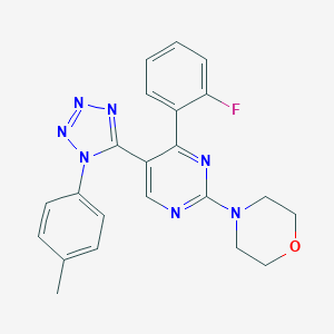 molecular formula C22H20FN7O B396757 4-{4-(2-fluorophenyl)-5-[1-(4-methylphenyl)-1H-tetraazol-5-yl]-2-pyrimidinyl}morpholine 