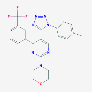 molecular formula C23H20F3N7O B396762 4-{5-[1-(4-methylphenyl)-1H-tetraazol-5-yl]-4-[3-(trifluoromethyl)phenyl]-2-pyrimidinyl}morpholine 