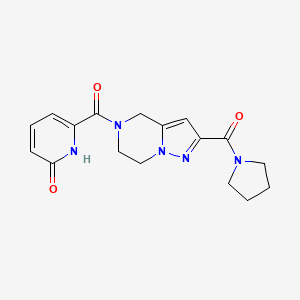 molecular formula C17H19N5O3 B3967625 6-{[2-(pyrrolidin-1-ylcarbonyl)-6,7-dihydropyrazolo[1,5-a]pyrazin-5(4H)-yl]carbonyl}pyridin-2(1H)-one 