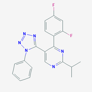 molecular formula C20H16F2N6 B396763 4-(2,4-difluorophenyl)-2-isopropyl-5-(1-phenyl-1H-tetraazol-5-yl)pyrimidine 