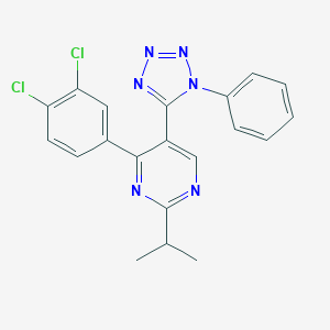 molecular formula C20H16Cl2N6 B396766 4-(3,4-dichlorophenyl)-2-isopropyl-5-(1-phenyl-1H-tetraazol-5-yl)pyrimidine 