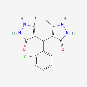 molecular formula C15H15ClN4O2 B3967685 4,4'-[(2-氯苯基)亚甲基]双(3-甲基-1H-吡唑-5-醇) 