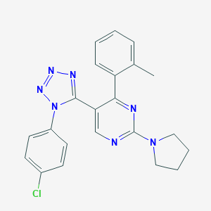 molecular formula C22H20ClN7 B396770 5-[1-(4-chlorophenyl)-1H-tetraazol-5-yl]-4-(2-methylphenyl)-2-(1-pyrrolidinyl)pyrimidine 