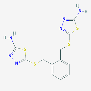 molecular formula C12H12N6S4 B396772 5-[(2-{[(5-Amino-1,3,4-thiadiazol-2-yl)sulfanyl]methyl}benzyl)sulfanyl]-1,3,4-thiadiazol-2-ylamine 