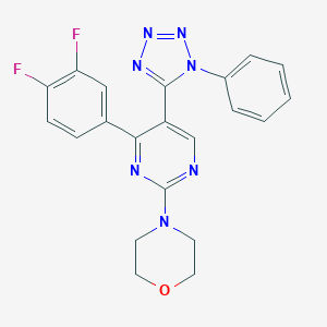 molecular formula C21H17F2N7O B396777 4-[4-(3,4-difluorophenyl)-5-(1-phenyl-1H-tetraazol-5-yl)-2-pyrimidinyl]morpholine 