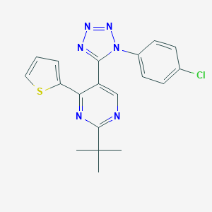 molecular formula C19H17ClN6S B396779 2-tert-butyl-5-[1-(4-chlorophenyl)-1H-tetraazol-5-yl]-4-(2-thienyl)pyrimidine 