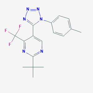 molecular formula C17H17F3N6 B396780 2-tert-butyl-5-[1-(4-methylphenyl)-1H-tetraazol-5-yl]-4-(trifluoromethyl)pyrimidine 