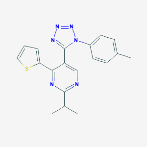 molecular formula C19H18N6S B396781 2-isopropyl-5-[1-(4-methylphenyl)-1H-tetraazol-5-yl]-4-(2-thienyl)pyrimidine 