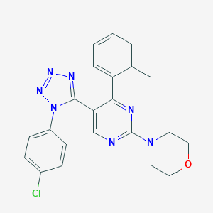 molecular formula C22H20ClN7O B396785 4-[5-[1-(4-chlorophenyl)-1H-tetraazol-5-yl]-4-(2-methylphenyl)-2-pyrimidinyl]morpholine 