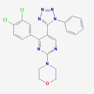 molecular formula C21H17Cl2N7O B396787 4-[4-(3,4-dichlorophenyl)-5-(1-phenyl-1H-tetraazol-5-yl)-2-pyrimidinyl]morpholine 