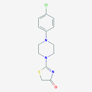 molecular formula C13H14ClN3OS B396789 2-[4-(4-chlorophenyl)-1-piperazinyl]-1,3-thiazol-4(5H)-one 