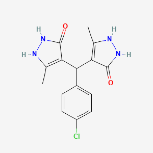 molecular formula C15H15ClN4O2 B3968042 4-[(4-Chlorophenyl)-(3-methyl-5-oxo-1,2-dihydropyrazol-4-yl)methyl]-5-methyl-1,2-dihydropyrazol-3-one 