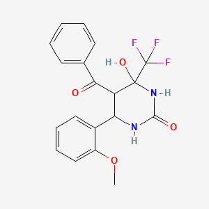 molecular formula C19H17F3N2O4 B3968088 5-benzoyl-4-hydroxy-6-(2-methoxyphenyl)-4-(trifluoromethyl)tetrahydro-2(1H)-pyrimidinone 