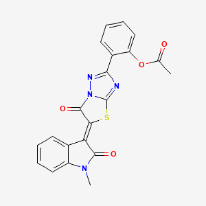 molecular formula C21H14N4O4S B3968115 2-[(5Z)-5-(1-methyl-2-oxo-1,2-dihydro-3H-indol-3-ylidene)-6-oxo-5,6-dihydro[1,3]thiazolo[3,2-b][1,2,4]triazol-2-yl]phenyl acetate 