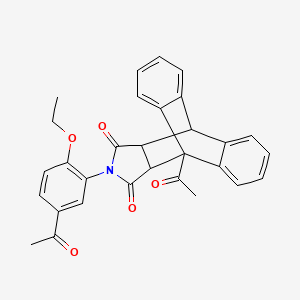 molecular formula C30H25NO5 B3968131 1-acetyl-17-(5-acetyl-2-ethoxyphenyl)-17-azapentacyclo[6.6.5.0~2,7~.0~9,14~.0~15,19~]nonadeca-2,4,6,9,11,13-hexaene-16,18-dione 