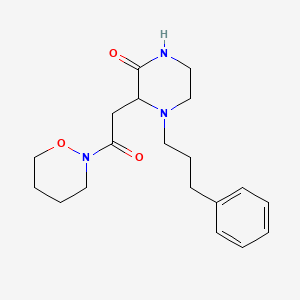 molecular formula C19H27N3O3 B3968170 3-[2-(1,2-oxazinan-2-yl)-2-oxoethyl]-4-(3-phenylpropyl)-2-piperazinone 