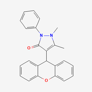 molecular formula C24H20N2O2 B3968224 1,5-dimethyl-2-phenyl-4-(9H-xanthen-9-yl)-1,2-dihydro-3H-pyrazol-3-one 