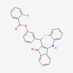 molecular formula C29H18FNO3S B3968264 3-(5-oxo-6,12-dihydro-5H-benzo[b]indeno[1,2-e][1,4]thiazepin-6-yl)phenyl 2-fluorobenzoate 