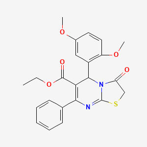 molecular formula C23H22N2O5S B3968299 ethyl 5-(2,5-dimethoxyphenyl)-3-oxo-7-phenyl-2,3-dihydro-5H-[1,3]thiazolo[3,2-a]pyrimidine-6-carboxylate 