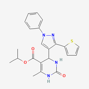 molecular formula C22H22N4O3S B3968364 isopropyl 6-methyl-2-oxo-4-[1-phenyl-3-(2-thienyl)-1H-pyrazol-4-yl]-1,2,3,4-tetrahydro-5-pyrimidinecarboxylate 