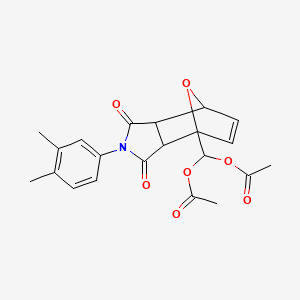 molecular formula C21H21NO7 B3968500 [4-(3,4-dimethylphenyl)-3,5-dioxo-10-oxa-4-azatricyclo[5.2.1.0~2,6~]dec-8-en-1-yl]methylene diacetate 