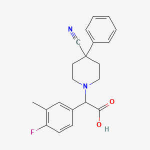 molecular formula C21H21FN2O2 B3968576 (4-cyano-4-phenylpiperidin-1-yl)(4-fluoro-3-methylphenyl)acetic acid 