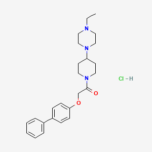 molecular formula C25H34ClN3O2 B3968579 1-[4-(4-Ethylpiperazin-1-yl)piperidin-1-yl]-2-(4-phenylphenoxy)ethanone;hydrochloride 