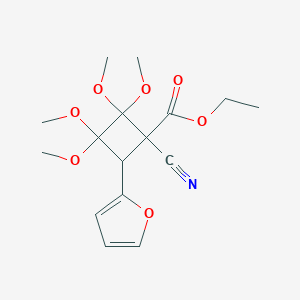 molecular formula C16H21NO7 B396858 Ethyl 1-cyano-4-(2-furyl)-2,2,3,3-tetramethoxycyclobutanecarboxylate 
