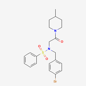 molecular formula C21H25BrN2O3S B3968607 N-(4-bromobenzyl)-N-[2-(4-methyl-1-piperidinyl)-2-oxoethyl]benzenesulfonamide 