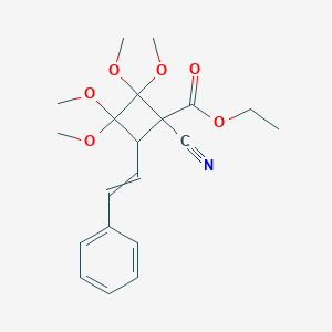 molecular formula C20H25NO6 B396866 Ethyl 1-cyano-2,2,3,3-tetramethoxy-4-(2-phenylvinyl)cyclobutanecarboxylate 