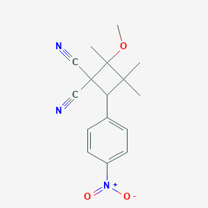 molecular formula C16H17N3O3 B396869 4-{4-Nitrophenyl}-2-methoxy-2,3,3-trimethyl-1,1-cyclobutanedicarbonitrile 