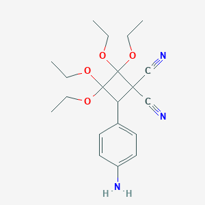 molecular formula C20H27N3O4 B396870 4-(4-Aminophenyl)-2,2,3,3-tetraethoxy-1,1-cyclobutanedicarbonitrile 
