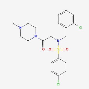 molecular formula C20H23Cl2N3O3S B3968731 4-chloro-N-(2-chlorobenzyl)-N-[2-(4-methyl-1-piperazinyl)-2-oxoethyl]benzenesulfonamide 