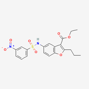 molecular formula C20H20N2O7S B3968758 ethyl 5-{[(3-nitrophenyl)sulfonyl]amino}-2-propyl-1-benzofuran-3-carboxylate 