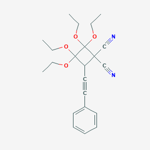 molecular formula C22H26N2O4 B396879 2,2,3,3-Tetraethoxy-4-(phenylethynyl)-1,1-cyclobutanedicarbonitrile 
