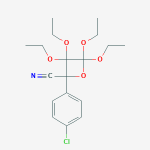 molecular formula C18H24ClNO5 B396881 2-(4-Chlorophenyl)-3,3,4,4-tetraethoxy-2-oxetanecarbonitrile 