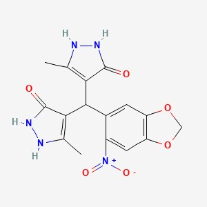 4,4'-[(6-nitro-1,3-benzodioxol-5-yl)methylene]bis(3-methyl-1H-pyrazol-5-ol)