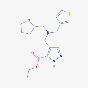 molecular formula C17H23N3O3S B3968959 ethyl 4-{[(tetrahydrofuran-2-ylmethyl)(3-thienylmethyl)amino]methyl}-1H-pyrazole-3-carboxylate 