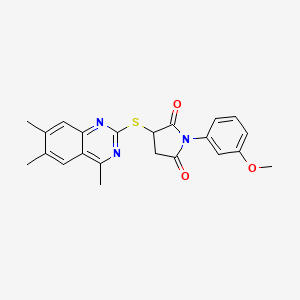 molecular formula C22H21N3O3S B3969102 1-(3-Methoxyphenyl)-3-[(4,6,7-trimethylquinazolin-2-yl)sulfanyl]pyrrolidine-2,5-dione 