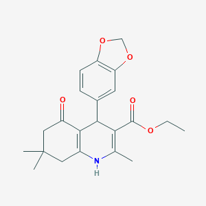 molecular formula C22H25NO5 B396911 Ethyl 4-(1,3-benzodioxol-5-yl)-2,7,7-trimethyl-5-oxo-1,4,5,6,7,8-hexahydro-3-quinolinecarboxylate 