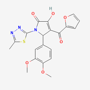 (4E)-5-(3,4-dimethoxyphenyl)-4-[furan-2-yl(hydroxy)methylidene]-1-(5-methyl-1,3,4-thiadiazol-2-yl)pyrrolidine-2,3-dione