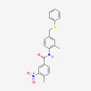 molecular formula C22H20N2O3S B3969178 4-methyl-N-{2-methyl-4-[(phenylthio)methyl]phenyl}-3-nitrobenzamide 