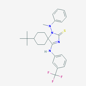 molecular formula C26H31F3N4S B396918 8-Tert-butyl-1-(methylanilino)-4-{[3-(trifluoromethyl)phenyl]imino}-1,3-diazaspiro[4.5]decane-2-thione 