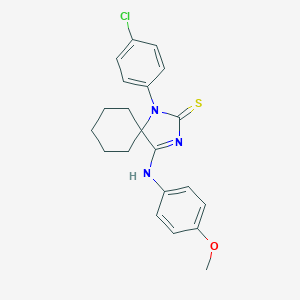 molecular formula C21H22ClN3OS B396920 1-(4-Chlorophenyl)-4-[(4-methoxyphenyl)imino]-1,3-diazaspiro[4.5]decane-2-thione 